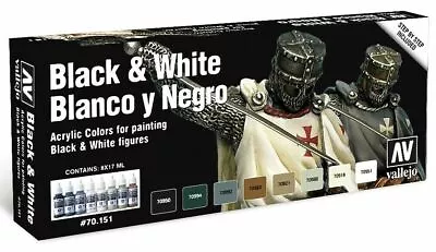 AV Vallejo Model Color Set - Black And White 8 X 17ml Paints Paint Set VAL70151  • £20.88