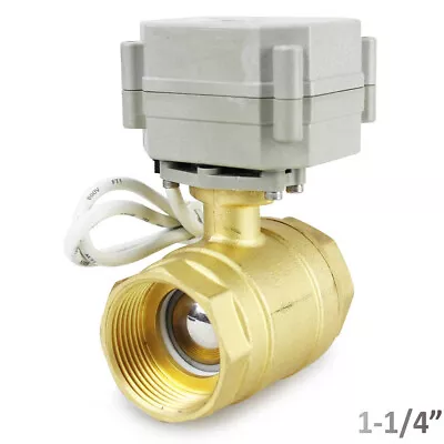 Brass 1-1/4  12V To 24 VAC/DC 5-Wires Manual Override N.C. Motorized Ball Valve • $68.99