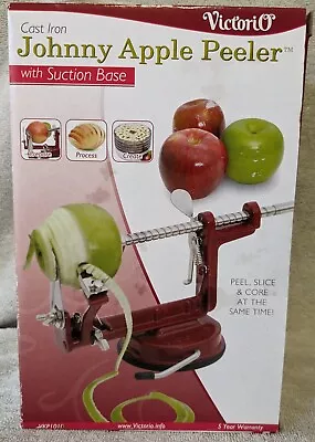 Johnny Apple Peeler Corer Slicer Pie Maker Stainless Steel Blades Red VK1010 • $24.99