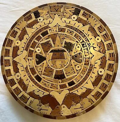 $10 • Buy The Sun Stone Aztec Mayan Calendar Handmade Mexico Different Wood Types Wall Art