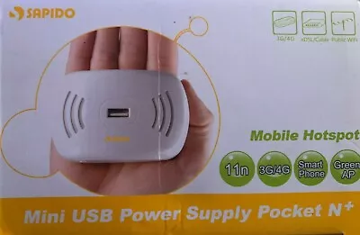 SAPIDO Mobile Hotspot Mini USB Power Supply Pocket N+ RB-1632 Router NEW NIB • $32.99