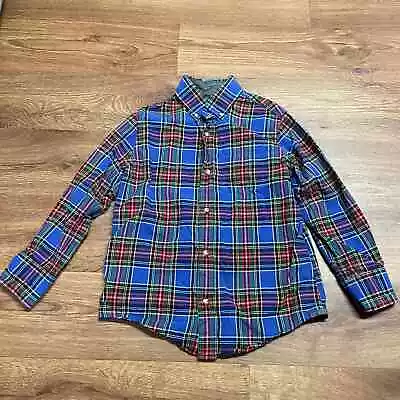 Crewcuts Boys Blue Plaid Long Sleeve Button Up Shirt Size Small 6/7 J.Crew • $24