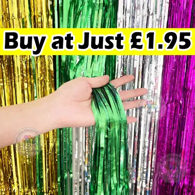 £1.95 • Buy 2m Foil Fringe Tinsel Shimmer Curtain Door Wedding Birthday Party Decorations Uk
