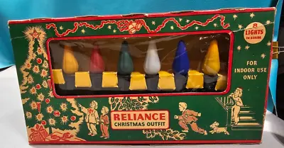 Vintage RELIANCE Christmas 8 Light C6 Collectors Set No. 117-GE Mazda Cone Bulbs • $29.95