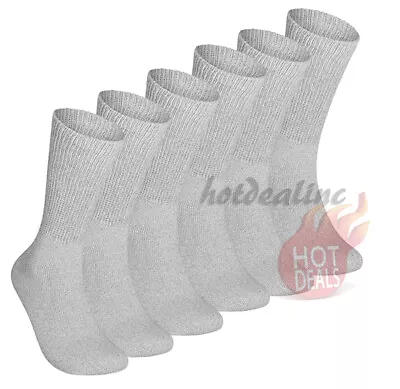 Lot 3/6/12 Pairs Men's Grey Crew Diabetic Circulatory Cotton Socks • $11.99