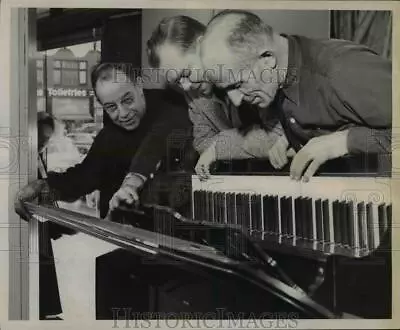1951 Press Photo Meier & Frank Co. Inspects Keyboard Of The First Piano In Ptld • $16.99