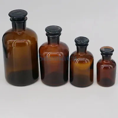 £11.24 • Buy 60-2500ml Brown Glass Narrow Mouth Bottle With Stooper Lab Chemistry Glassware