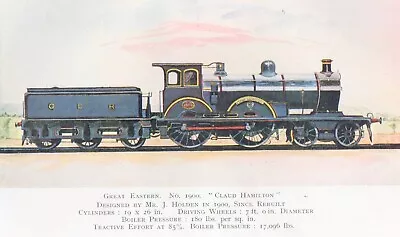 RAILWAY ART GREAT EASTERN No 1900 CLAUD HAMILTON RARE MOUNTED PRINT 78 YRS OLD • £6