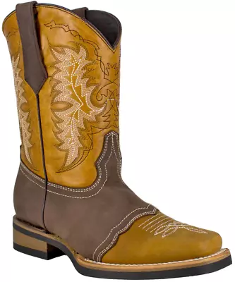 Men Genuine Leather Quality Handcrafted Western Square Toe Honey Boots • $49