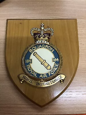 Old RAF 184 Squadron Station Plaque Shield Crest Badge Royal Air Force • £20