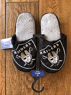 NFL Raiders Team  Slippers Slip On House Shoes Foco Mens Small 7-8 • $14.44