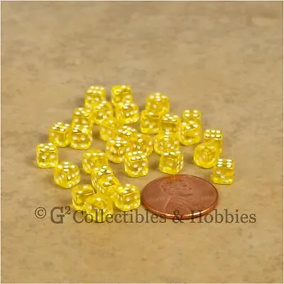 NEW 5mm Deluxe Rounded Edge 30 MINI Dice Transparent Yellow RPG Game Tiny D6 Set • $8.99
