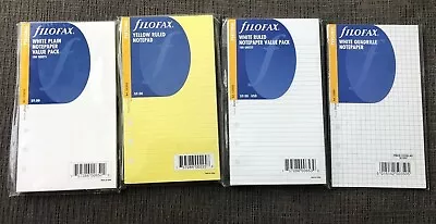 Filofax Notebook Quadrille Lined Plain 4 Pack Planner Refills Yellow White Paper • $18.55