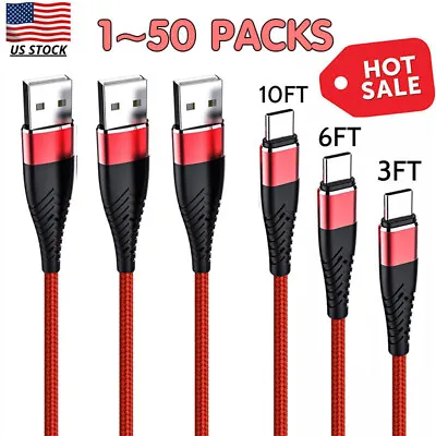 Braided Type-C USB-A To USB-C Fast Charge Cable Cord Charger Charging Sync Lot • $158.25