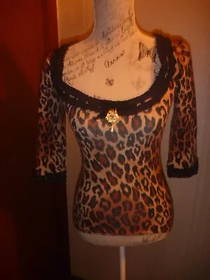 WHEELS & DOLLBABY GORGEOUS SEXY ANIMAL PRINT TOP WITH DETAIL  PIN UP 50s ROCKABI • $130