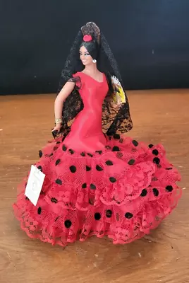 Original Marin Chiclana Flamenco Doll From Spain Red & Black Dress • $16.95