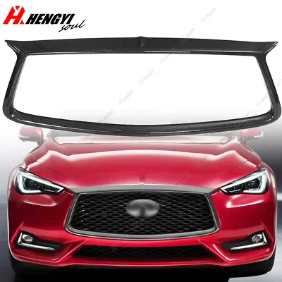 For 2017-2022 Infiniti Q60 Carbon Style Front Grill Outline Trim Cover Overlay • $79.99