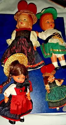 Vintage German Celluloid Doll Souvenir Folk Costume X 4  • $45