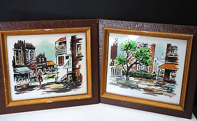 Vintage Set Of (2)  Renauld  Watercolor Paris Scene Paintings (b) • $120