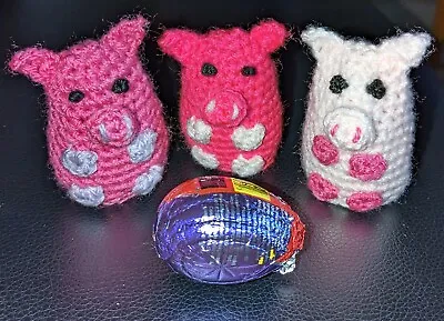 Handmade Crocheted Pig Egg Cover/ Knitted Easter Egg / Creme Cream Egg / Cosies • £2.50