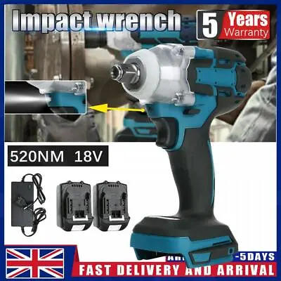£47.99 • Buy 18V Brushless Cordless Impact Wrench 1/2  Driver Replace For Makita W/ 2 Battery