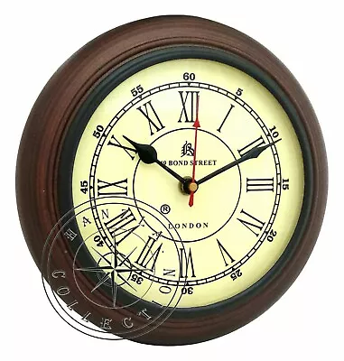 Antique Bond Street London Style 8  Wooden Wall Clock Nautical Home/Office Decor • $67.24