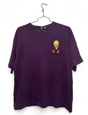 Vintage 1996 Tweety Bird Looney Tunes Warner Bros Pocket T-Shirt Sz XL • $18.95