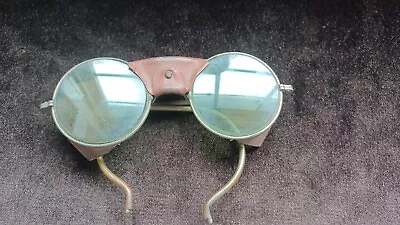 Vintage Dark Glasses Steampunk Goggles With Leather Shields • $25