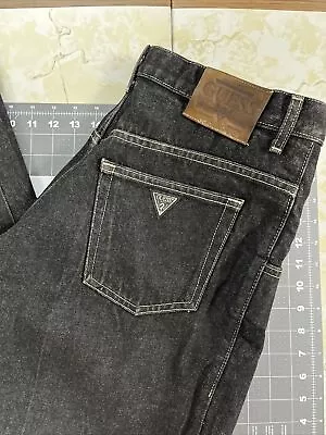 Vintage GUESS Men’s 32x34 Black Denim Jeans Pascal 075 Loose Fit - Made In USA • $45.58