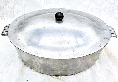 $55 • Buy Vintage WARDS Oval Cast Aluminum Ware Roasting Pot Dutch Oven Cookware With Lid