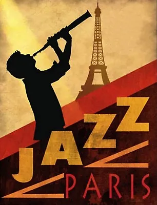 TIN SIGN  Paris  Jazz   Music Garage Wall Decor French Music Blues Music Flute • $7.35