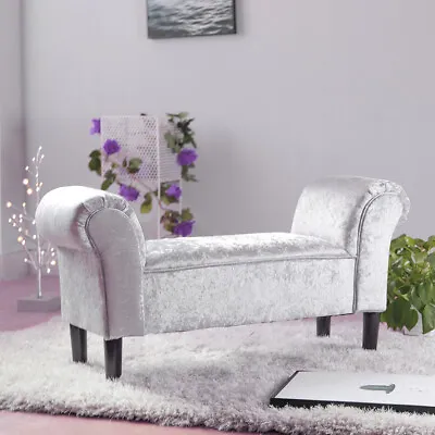 Crushed Velvet Upholstered Hallway Window Seat Bed End Chaise Lounge Armed Bench • £69.95