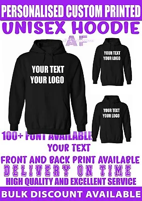£9.99 • Buy Custom Printed Personalised Hoodie Stag Do Hen Your Text Logo Unisex Top 