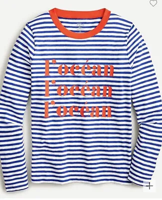 *NWT* J CREW “L’OCEAN” Nautical Striped L/S T Shirt Top Sz M • $22