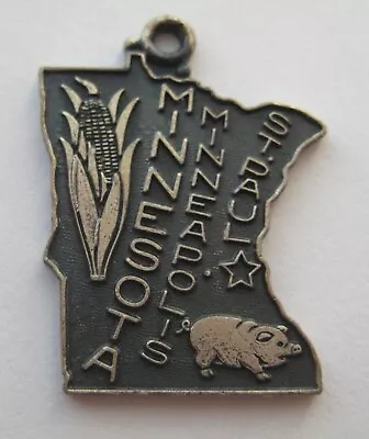VINTAGE Sterling Silver MINNESOTA State Map Souvenir Travel Bracelet Charm • $8