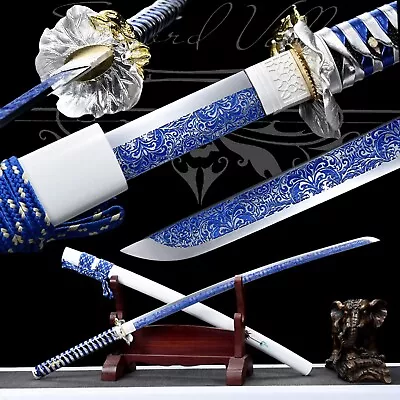 Handmade Katana/Samurai Sword/Carbon Steel/High-Quality Blade/Silver/Japanese • $139.49