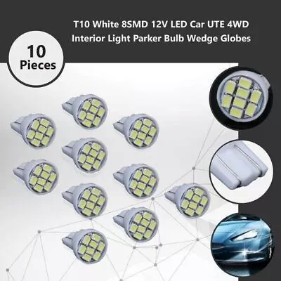 10pcs  T10 168 194 501 W5W White Car 8 SMD LED Wedge Side Light Bulb Lamp DC 12V • $7.64