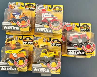 Tonka Monster Metal Movers *Lot Of 5 Dump Front Loader Mixer Firetruck Ambl • $49.68