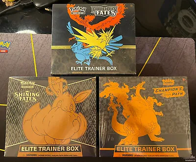 Hidden Fates Shining Fates Champion's Path Elite Trainer Box ETB SET Of 3 SEALED • $341.95