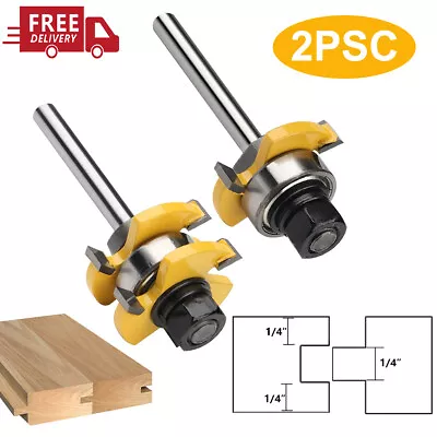 $10.35 • Buy Tongue And Groove Router Bit Set 1/4 Shank 3 Teeth Adjustable T Shape Bits
