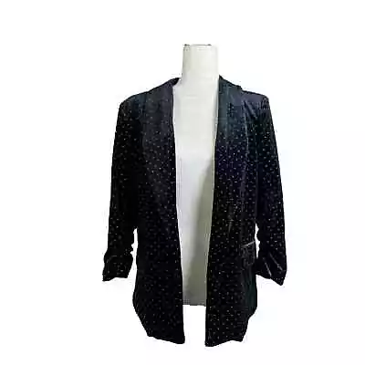 Jules & Leopold Velvet Black Gold Polka Dot Open Blazer Jacket Size Small • £23.14