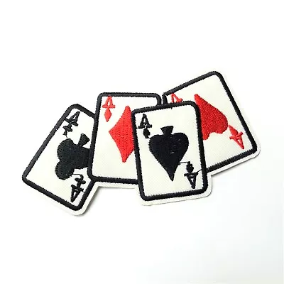 4 Aces Hand Cards Player Poker Patch Iron-On/Sew-On Embroidered Applique Motif • $3.98