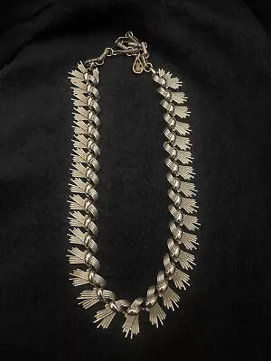 Coro Gold Tone Ribbon Link Adjustable 1950’s Necklace • $40