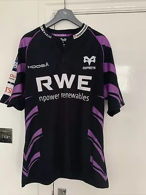 Ospreys Rugby Shirt 2011 Away Kooga Short Sleeves Black/Purple - Size Men's XL • £14.95