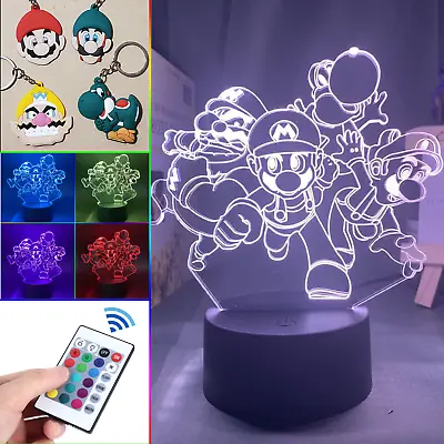 Mario Luigi Yoshi Wario Acrylic LED Lamp Night Light W/ Remote Control Nintendo • $18