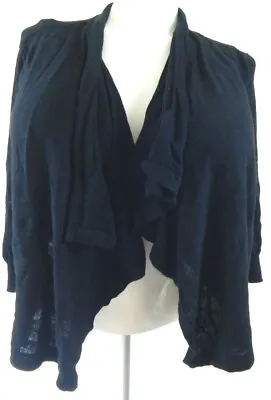 Lane Bryant Women's 14 16 Cardigan Black Draped Open Front Shrug 3/4 Sleeve EUC • $28