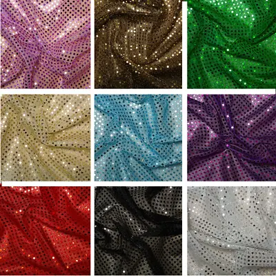 £0.99 • Buy 3mm Sequin Jersey Shiny Sparkly Nylon Fabric Fancy Dress Metallic Costume