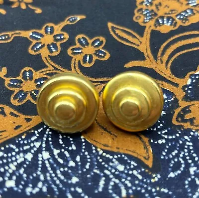 Vintage Steve Vaubel Gold Plated Modernist Round Pierced Earrings • $120