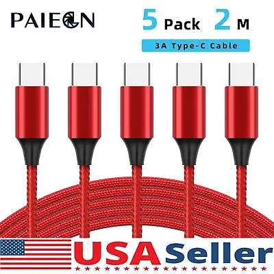 Paiegn 5pc USB C Type-C Fast Charging Cable Red Braided Cord 6FT For IPhone 15 • $13.99