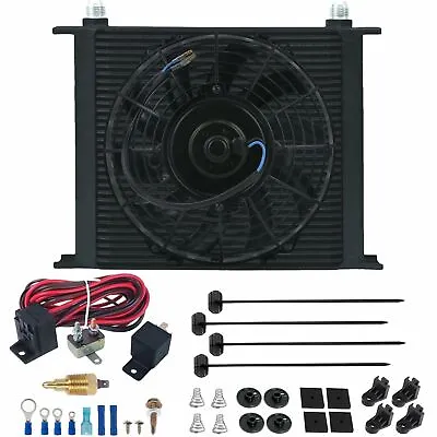 34 Row Trans-mission Oil Cooler Electric Fan 3/8  180'f Thermo Ground Switch Kit • $149.95